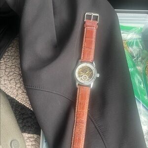Elegant Silver and Brown Men's Watch